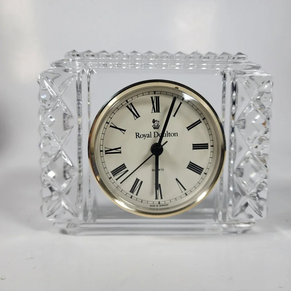 Royal Doulton Crystal Square Desk Clock 1980's